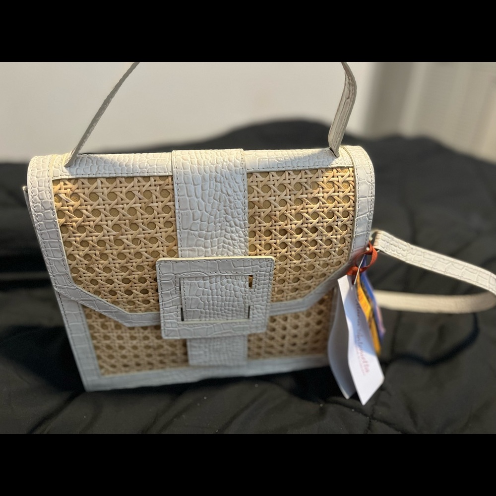 Rare Maria Antonietta Woven Shoulder and Tote Bag with Rattan.